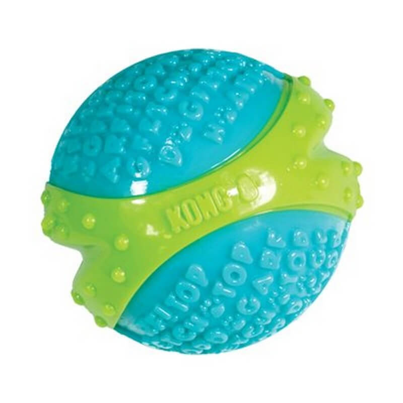 KONG CoreStrength Ball Large: durable blue and green toy with textured bumps for power chewers.