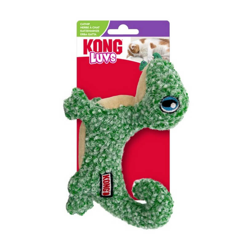 Kong Cat Luvs Lizard catnip toy in green plush.