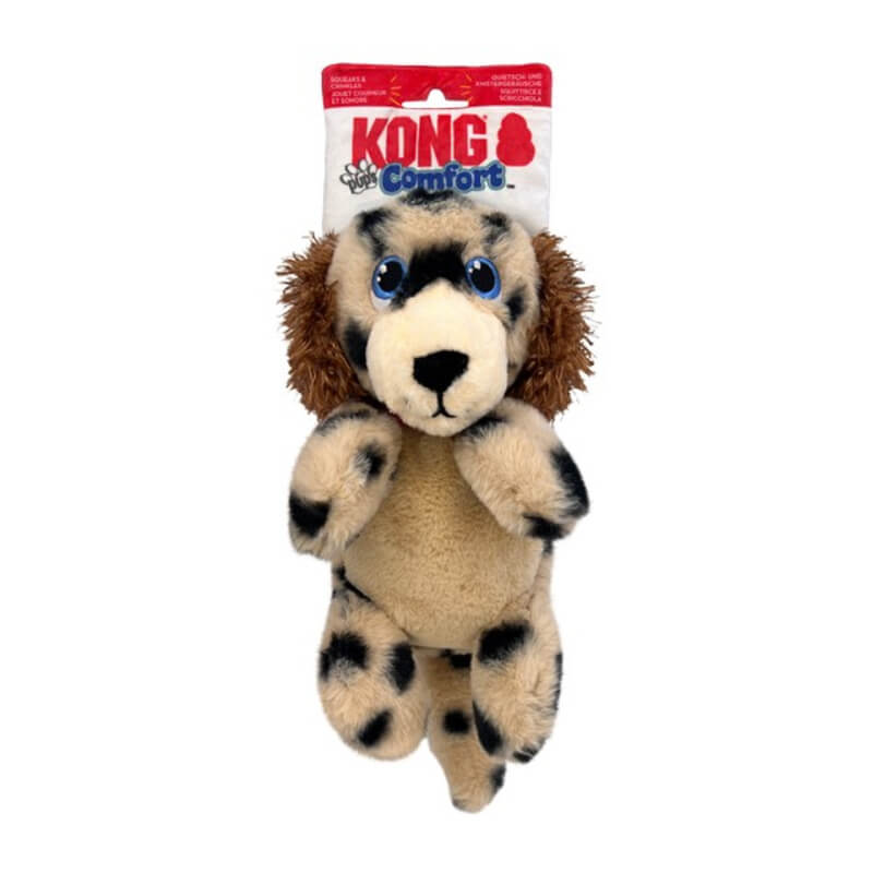 Kong Comfort Pups Spot Medium plush dog toy with squeaker, from Kong.