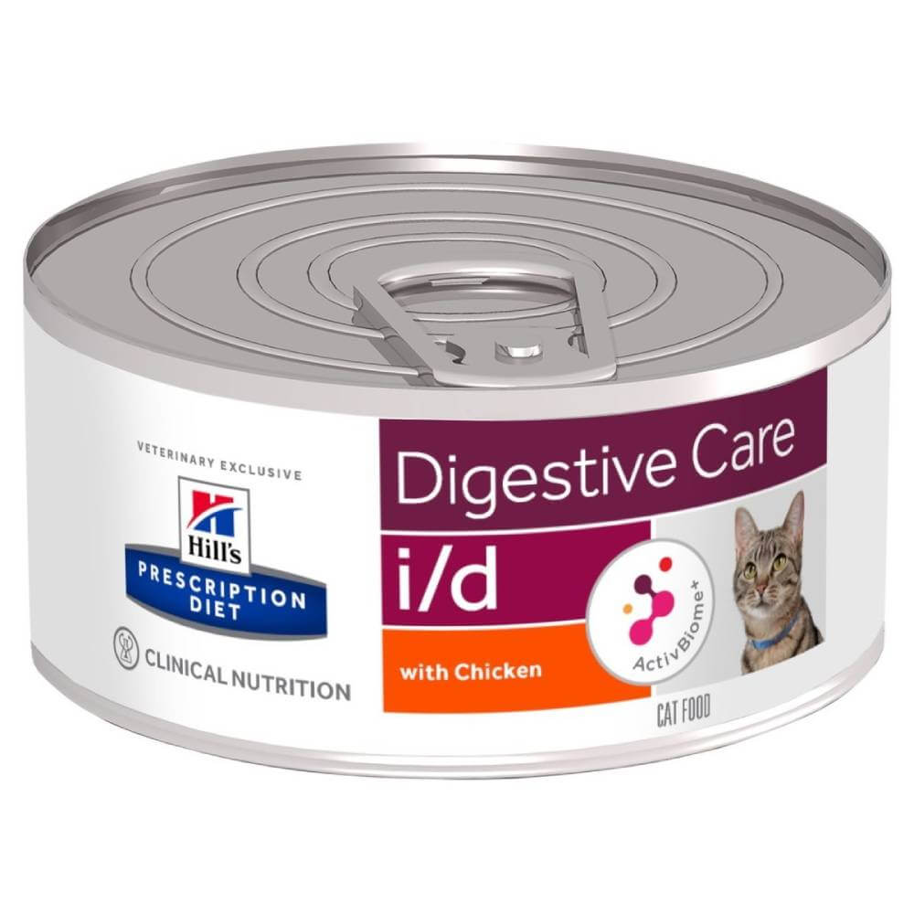 Hills Prescription Diet I/D Feline Cans 24x156g support your cat’s digestive health.