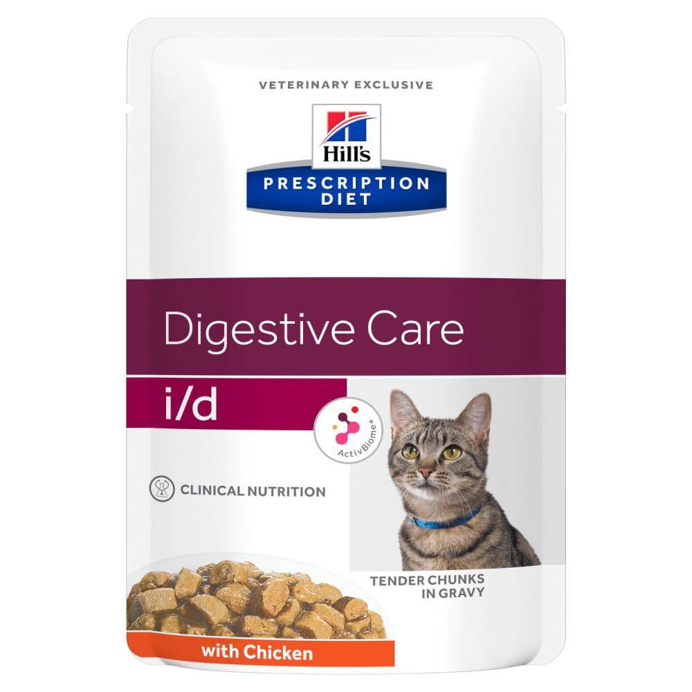 Hills Prescription Diet I/D Feline Chicken 12x85g, for digestive health in cats.