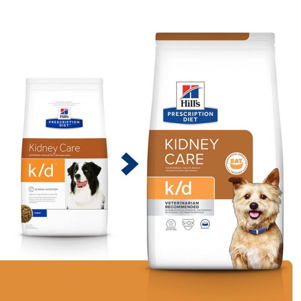 Hills Prescription Diet Canine K/D Kidney Care, a dog food for kidney health.