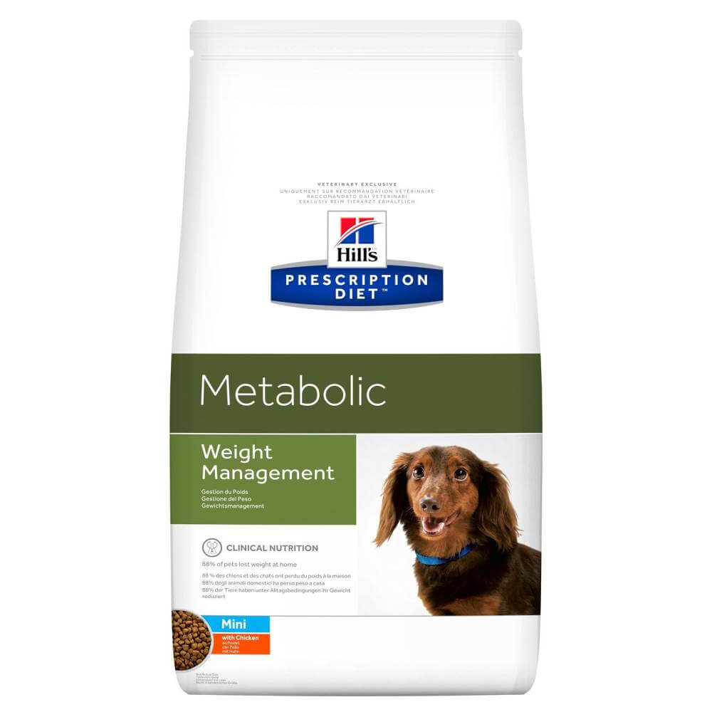 Hills Prescription Diet Canine Metabolic Mini for weight management in dogs.