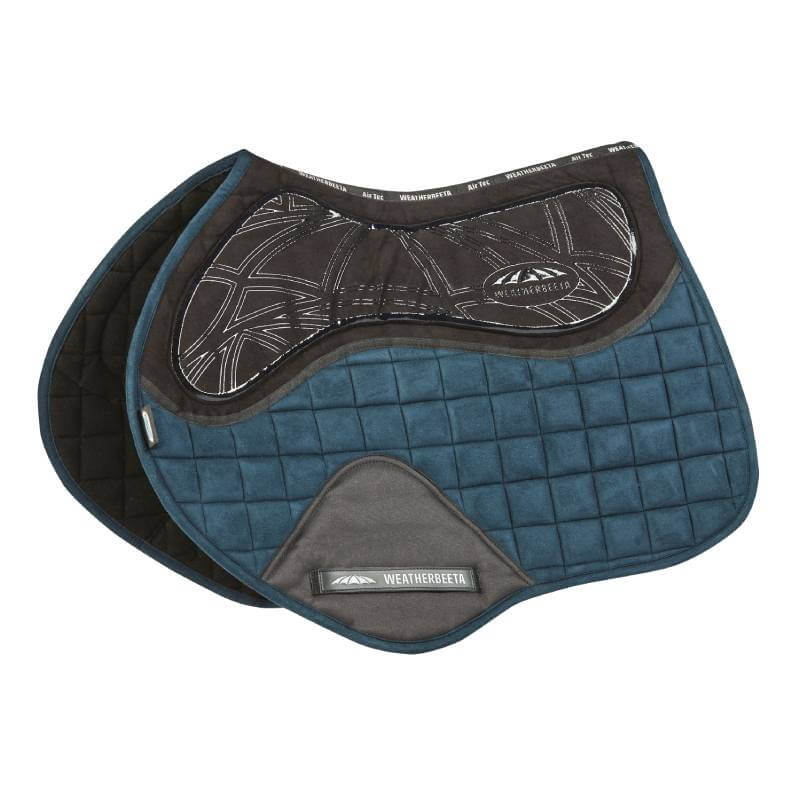 Weatherbeeta Ultra Grip Jump Saddle Pad Navy Full with memory foam and Weatherbeeta branding.