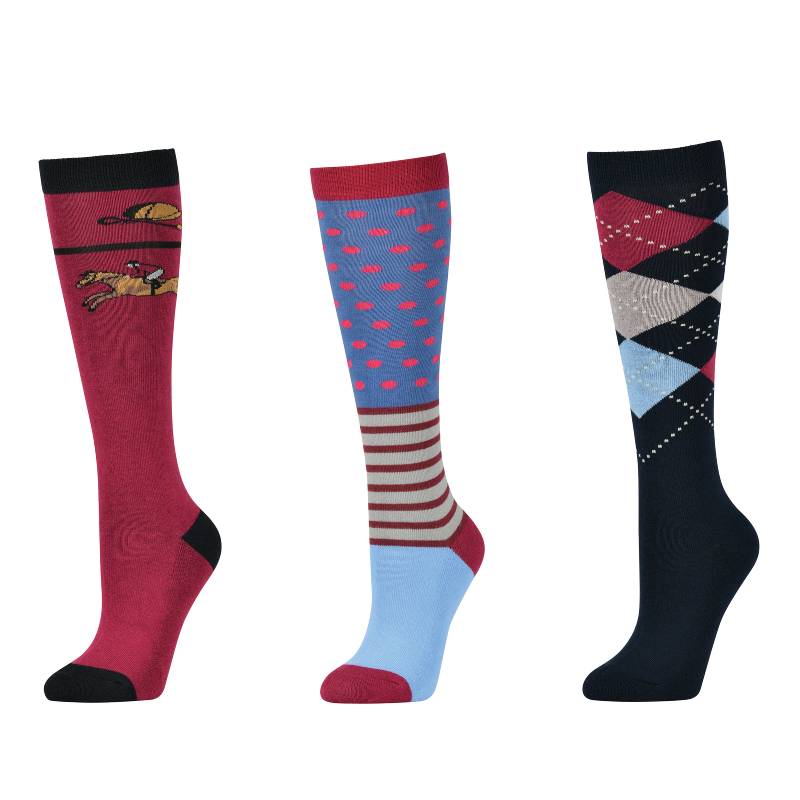 Dublin 3 Pack Socks Berry Rider Adults One Size