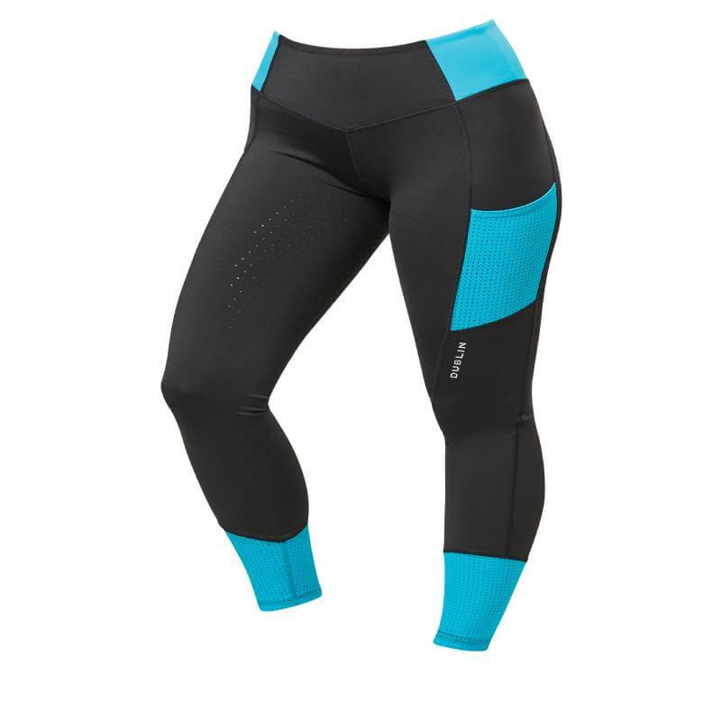 Dublin Power Performance Mid Rise Colour Block Tights Aqua Adults-Pet n Pony-Dublin