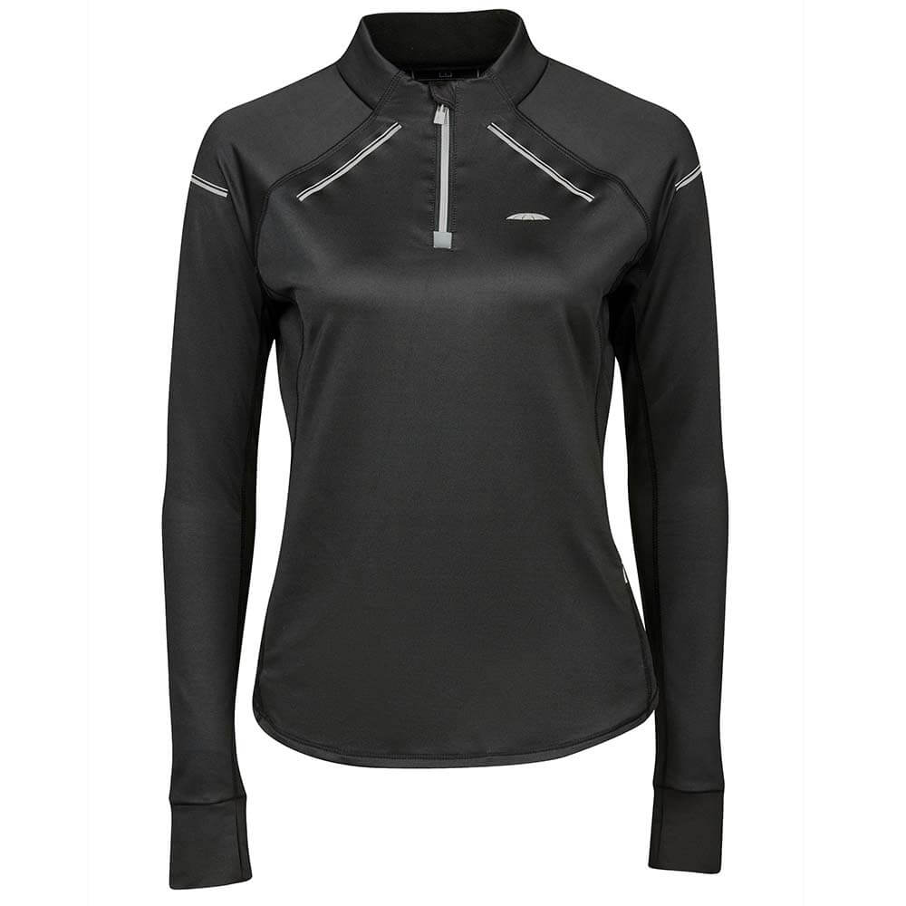 Weatherbeeta Victoria Premium Thermal Baselayer Top Black with UPF50+ and reflective shoulders.