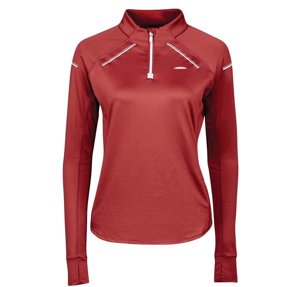 Weatherbeeta Victoria Premium Thermal Baselayer Top Maroon with UPF50+ and half-zip.