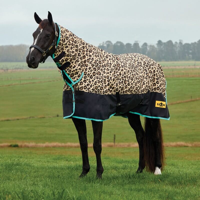 Saxon Defiant 600D Combo Neck Medium Weight Turnout Rug 200G Leopard Print