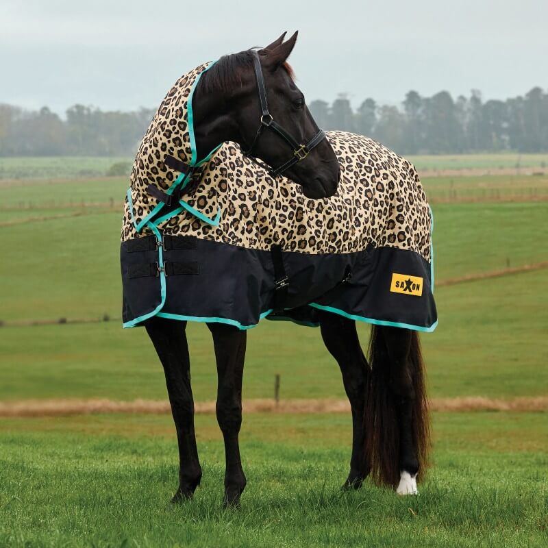 Saxon Defiant 600D Combo Neck Medium Weight Turnout Rug 200G Leopard Print