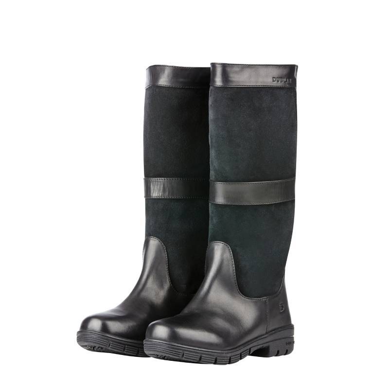 Dublin Danman Boots Black Adult: waterproof, knee-high, suede panels, low treaded sole.