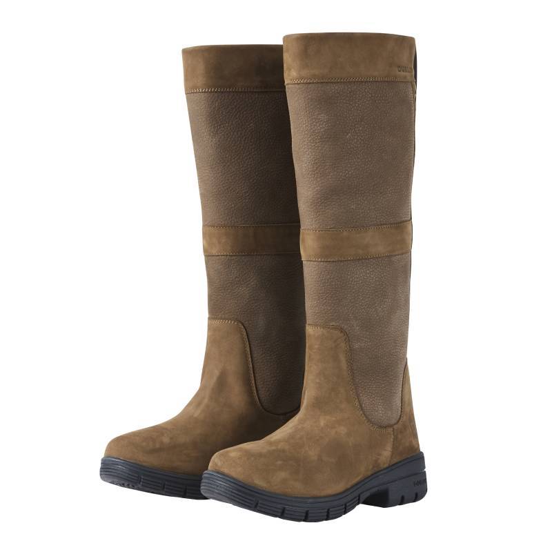 Dublin Danman Boots Chocolate Adult: comfy leather boots with black rubber soles for long walks.