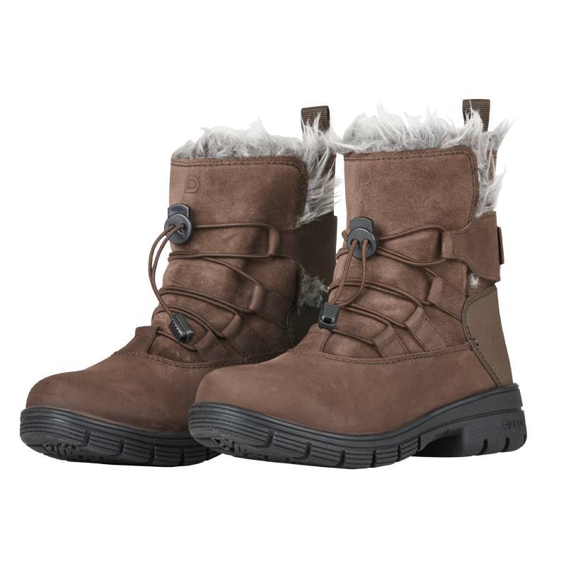 Dublin Boyne Boots Brown Adult with faux fur lining, black soles, and toggle laces.
