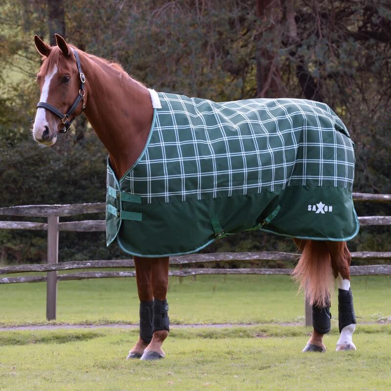 Saxon Defiant 1200D Standard Neck Medium Weight Turnout Rug 200g Hunter Green/Plaid