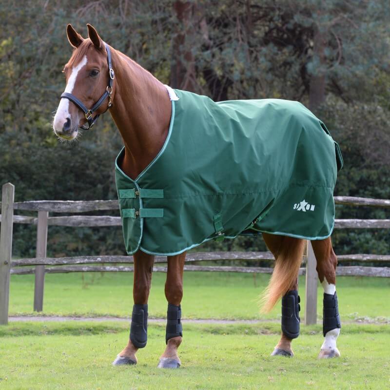 Saxon Defiant 1200D Standard Neck Medium Weight Turnout Rug 200g Hunter Green/White