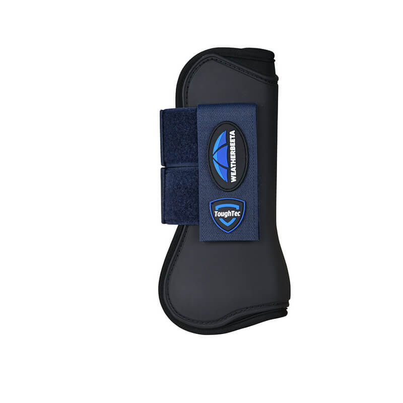 Weatherbeeta Tough-Tec Prime Open Front Boots Black/Navy with Velcro straps.