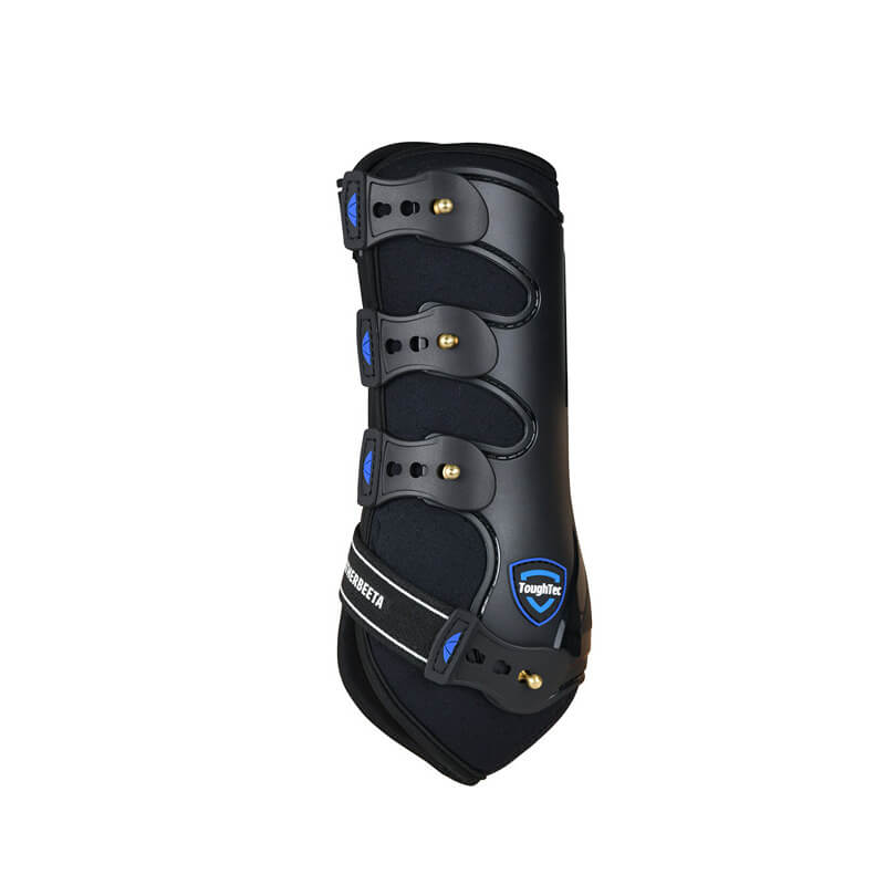 Weatherbeeta Tough-Tec Hard Shell Dressage Boots Black offer leg and tendon support for horses.