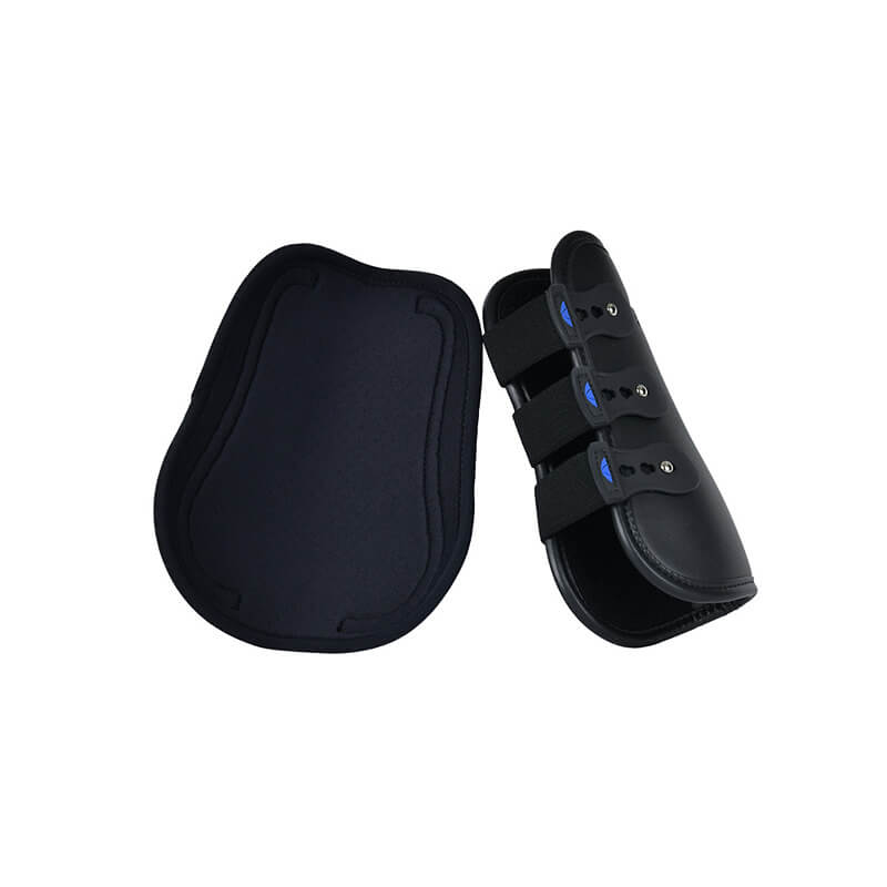 Weatherbeeta Tough-Tec Pro Open Front Boots Black offer horse leg protection with velcro straps.