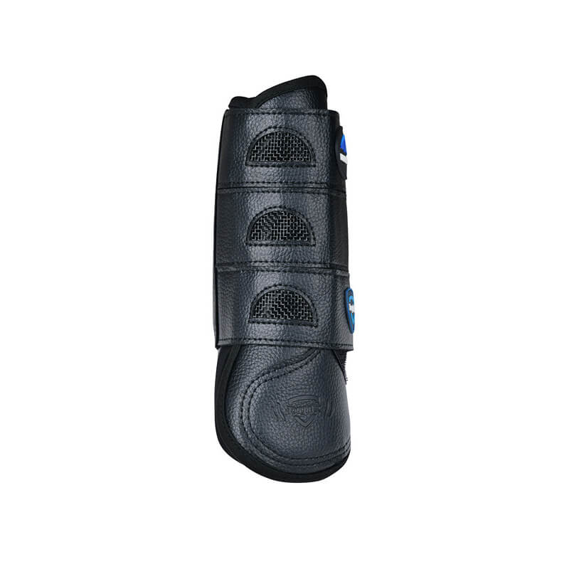 Weatherbeeta Tough-Tec Eventing Front Boots Black with mesh panels and three Velcro straps.