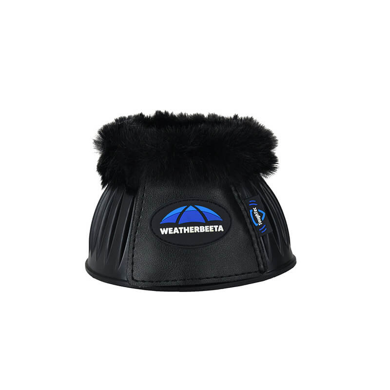 Weatherbeeta Tough-Tec Prime Fleece Trim Rubber Bell Boots Black/Black for overreach protection.