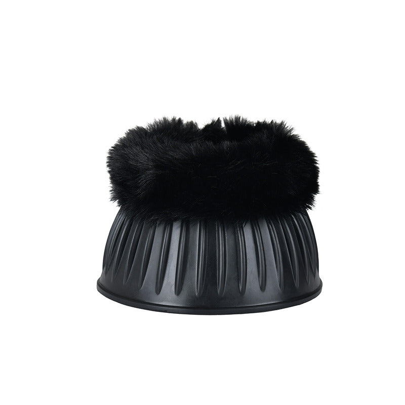 Weatherbeeta Tough-Tec Prime Fleece Trim Rubber Bell Boots in Black/Navy with soft fleece trim.