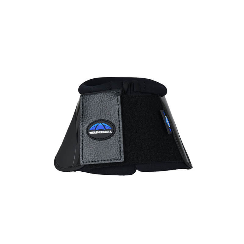 Weatherbeeta Tough-Tec Impact Bell Boots Black protect hooves with durable neoprene and Velcro.
