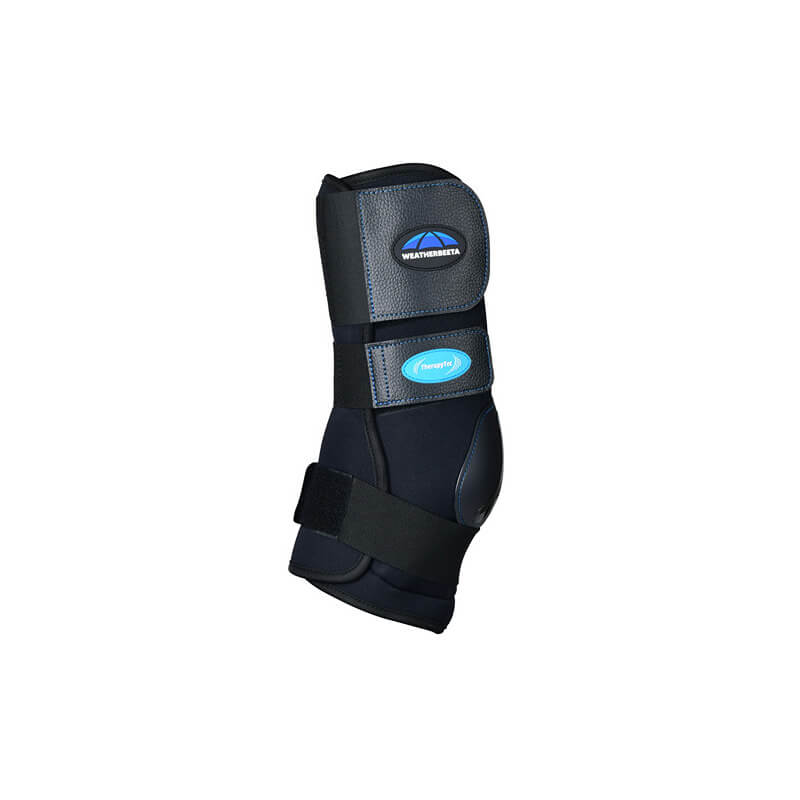 Weatherbeeta Therapy-Tec II Ultra Cool Black Ice Boots for horses, with velcro straps.