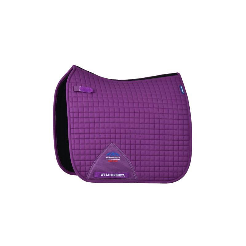 Weatherbeeta Prime Air-Tec Violet dressage saddle pad with breathable design on white background.
