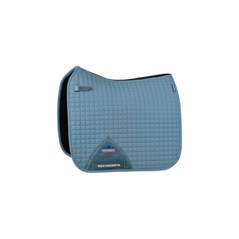 Weatherbeeta Prime Air-Tec Dressage Saddle Pad in washed denim, breathable and logo detailed.