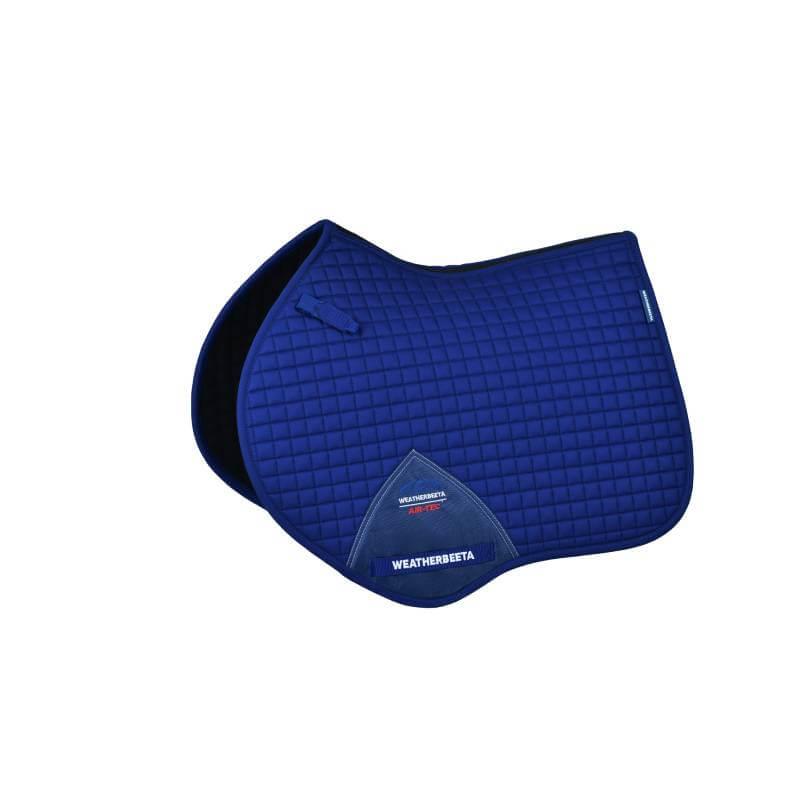 Weatherbeeta Prime Air-Tec Jump Saddle Pad in cobalt with black trim and side logo.