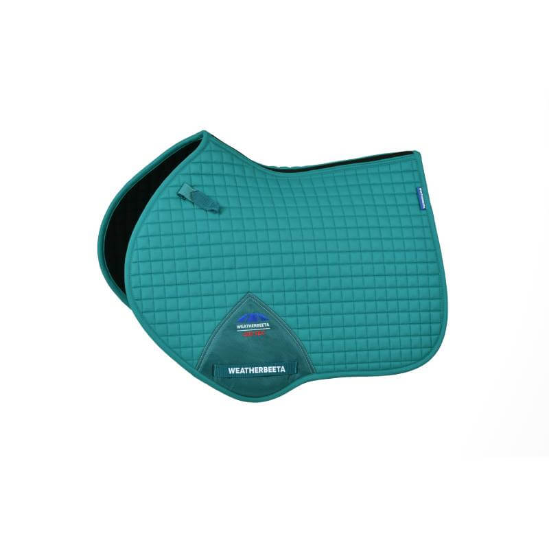 Weatherbeeta Prime Air-Tec Jump Shaped Saddle Pad in dark turquoise, shown on white background.