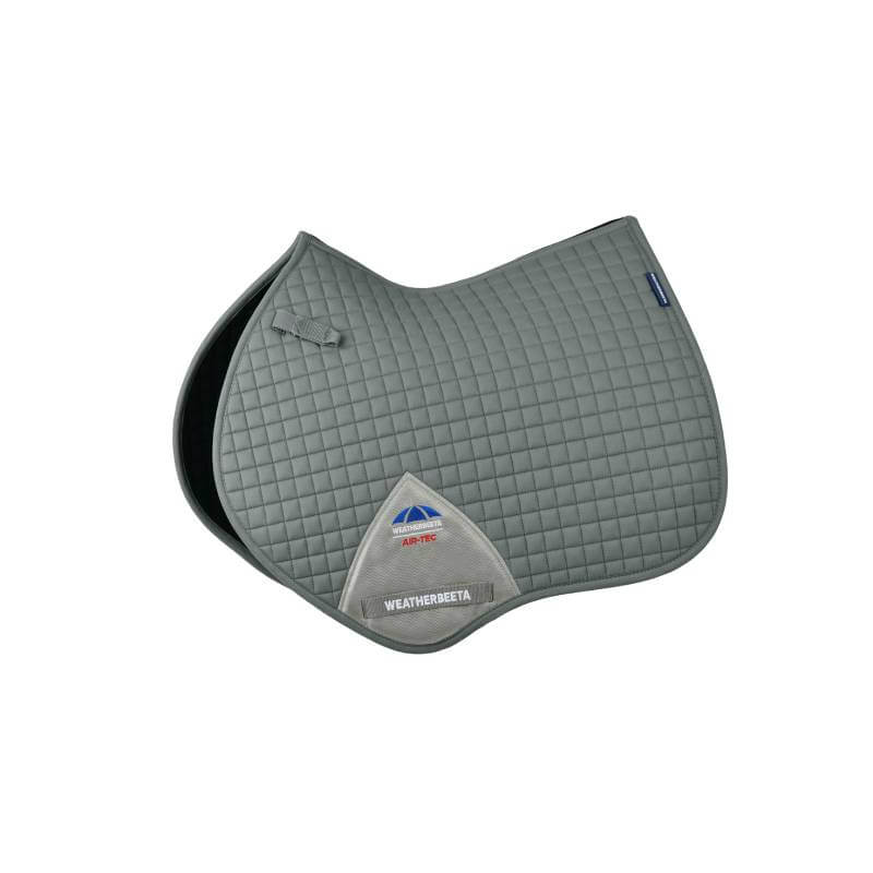 Breathable Weatherbeeta Prime Air-Tec Jump Shaped Saddle Pad in grey with subtle logo patch.