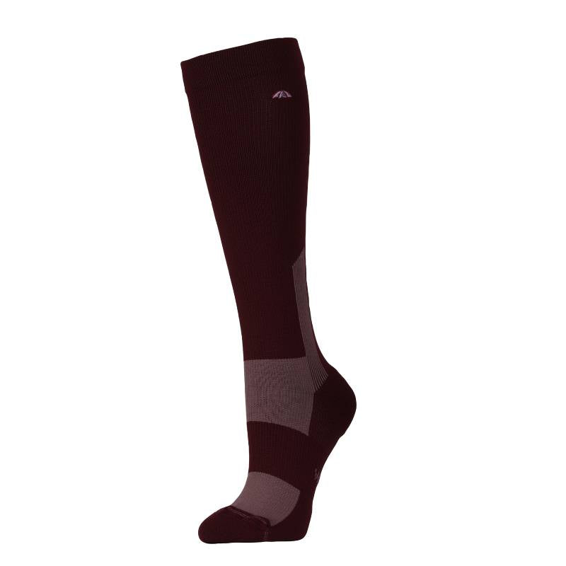 Weatherbeeta Performance knee-length socks in mulberry/mauve wine manage moisture in style.