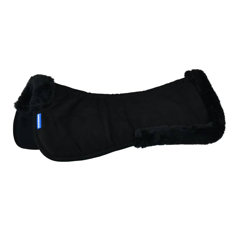 Weatherbeeta Memory Foam Comfort Fleece Edged Half Pad Black with contoured shape and fleece trim.