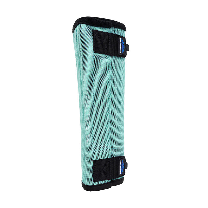 Weatherbeeta Comfitec Dura-Mesh Fly Wraps in turquoise/black on a white background.