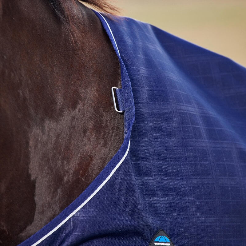 Weatherbeeta Comfitec Prelim Turnout Rug Standard Neck Medium Light Weight 100G Navy Embossed Plaid