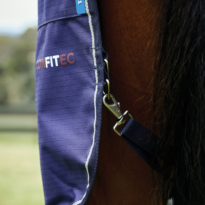 Weatherbeeta Comfitec Prelim Turnout Rug Combo Neck Medium Light Weight 100G Navy Embossed Plaid