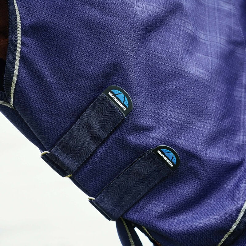 Weatherbeeta Comfitec Prelim Turnout Rug Combo Neck Medium Light Weight 100G Navy Embossed Plaid