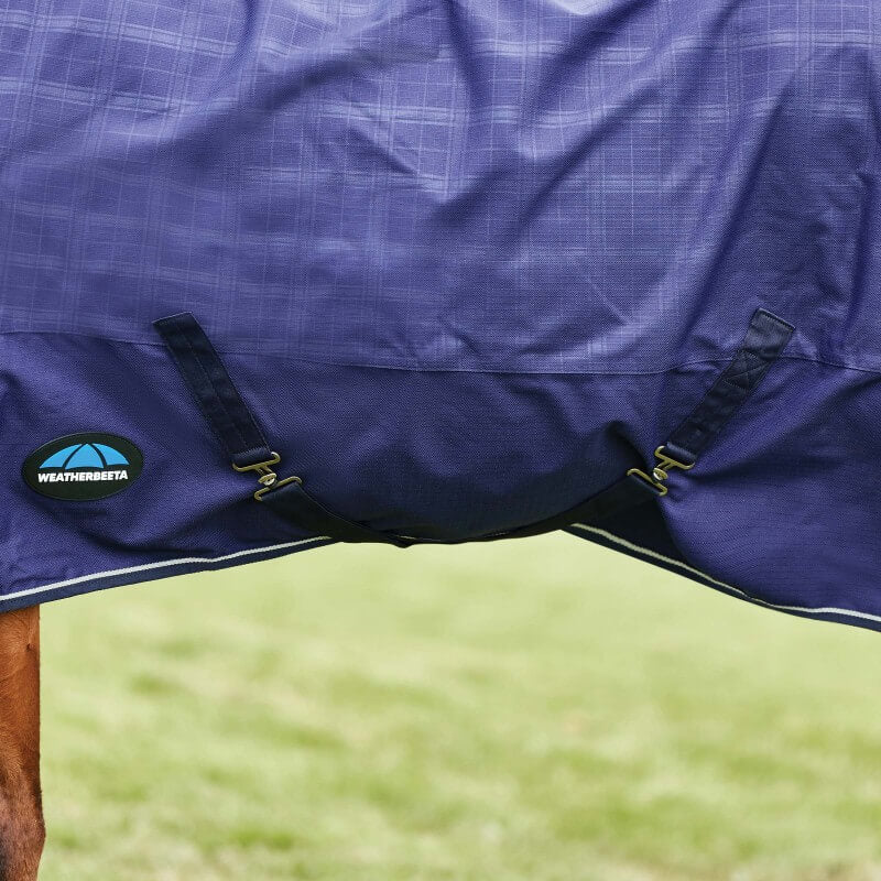 Weatherbeeta Comfitec Prelim Turnout Rug Combo Neck Medium Light Weight 100G Navy Embossed Plaid
