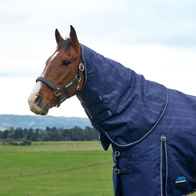 Weatherbeeta Comfitec Prelim Turnout Neck Cover 220G Navy Embossed Plaid