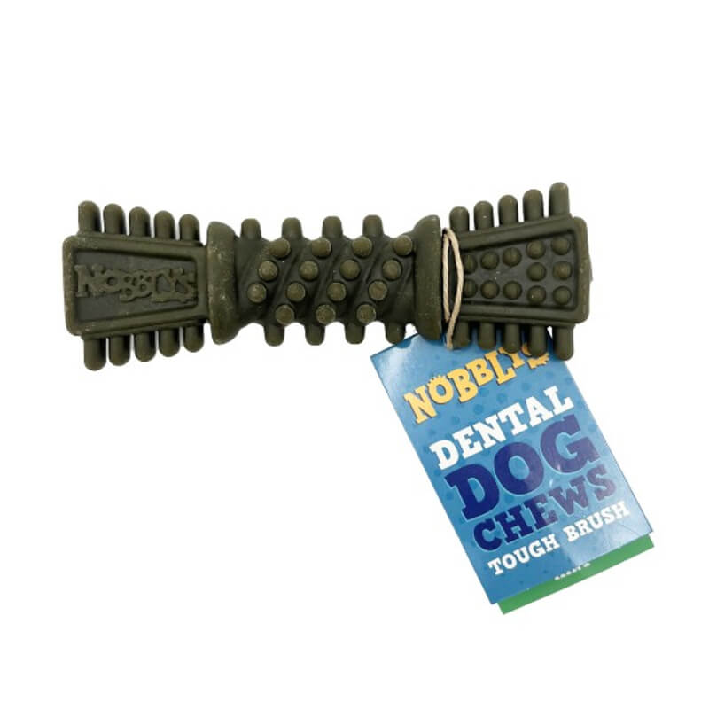 Nobblys Petellos Tough Brush Mint Dog Chew with textured bumps for dental health.