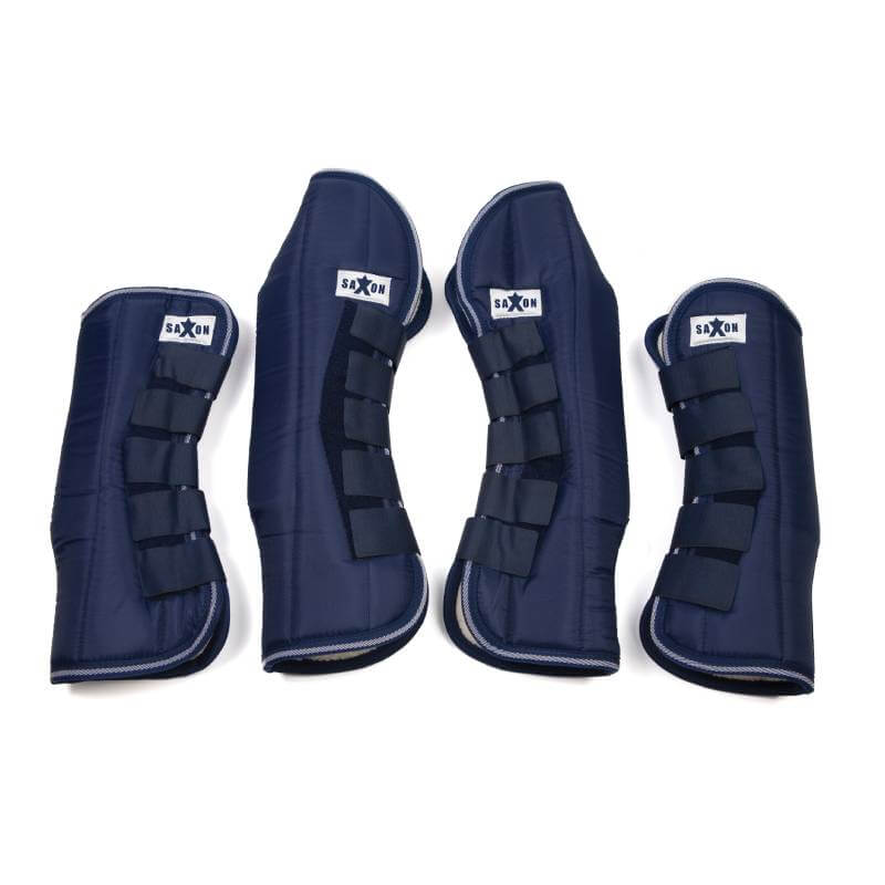 Saxon Travel Boots Navy by Saxon, fleece lined, nylon outer, black straps.