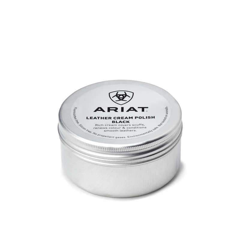 Ariat Leather Cream Polish in black covers scuffs and conditions leather.