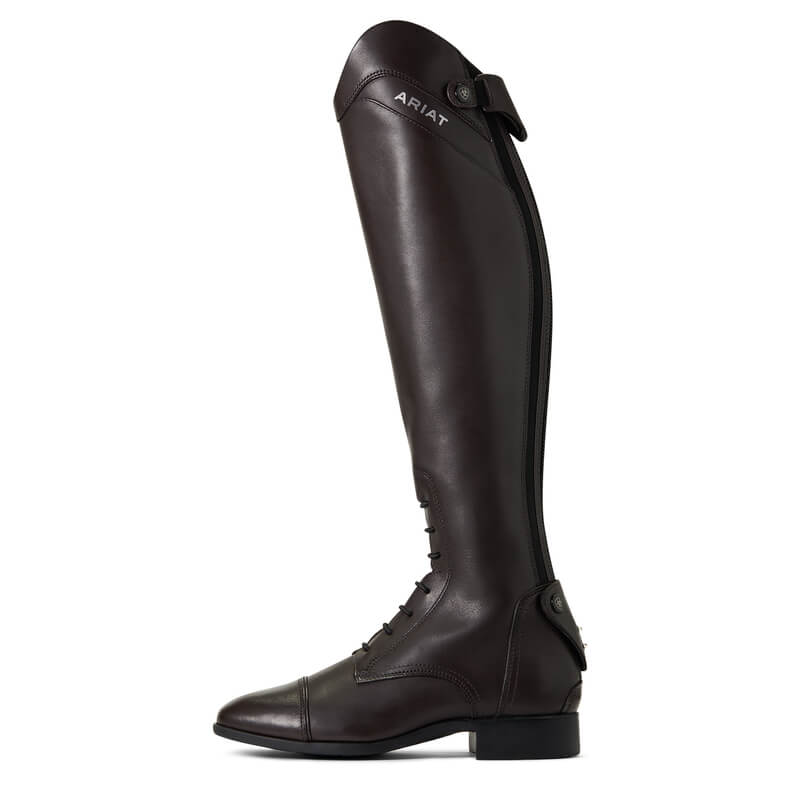 Ariat Palisade Tall Riding Boots Cocoa with zipper, laces, and logo near the top.