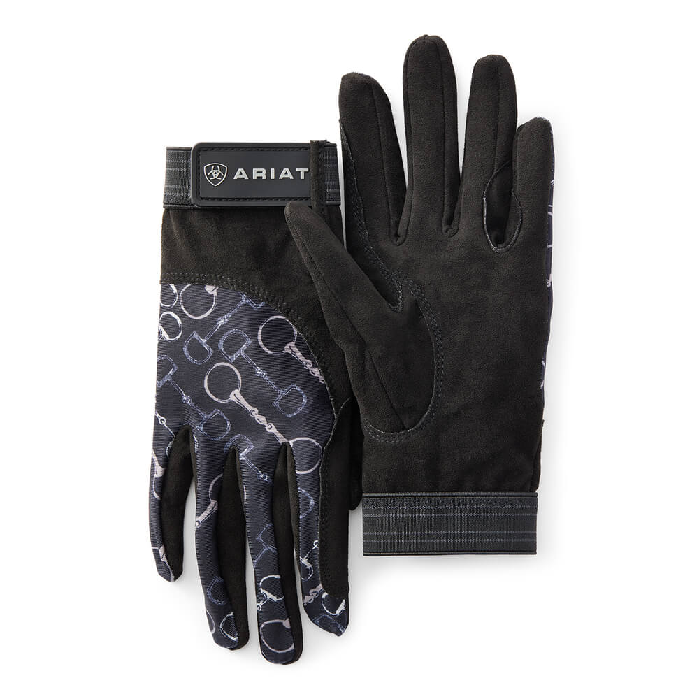 Ariat Tek Grip Glove Charcoal Bit Print