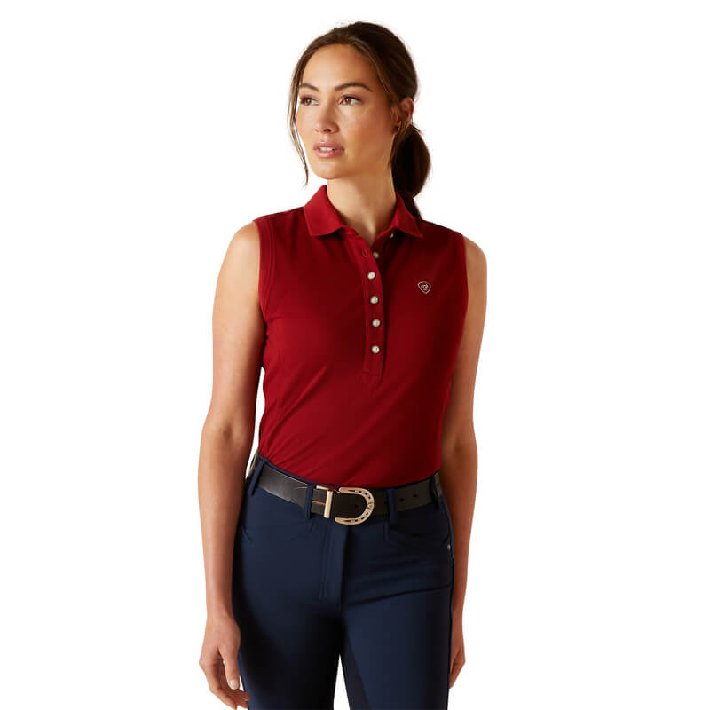 Ariat Womens Prix 2.0 Sleeveless Polo Sun-Dried Tomato