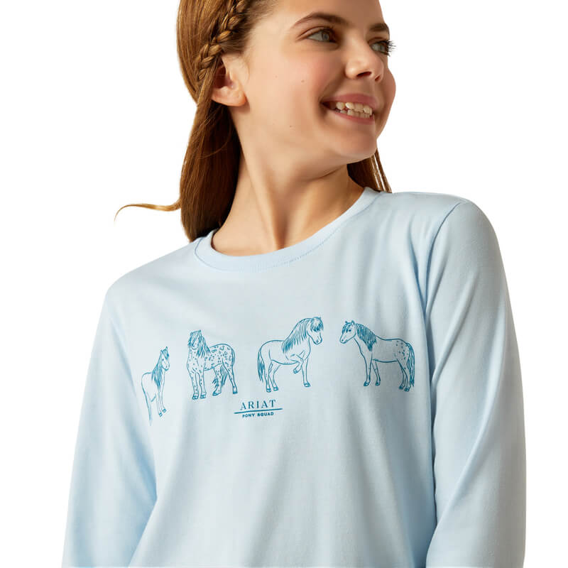 Ariat Youth Pony Squad Long Sleeve Top Cerulean Heather