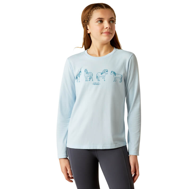 Ariat Youth Pony Squad Long Sleeve Top Cerulean Heather