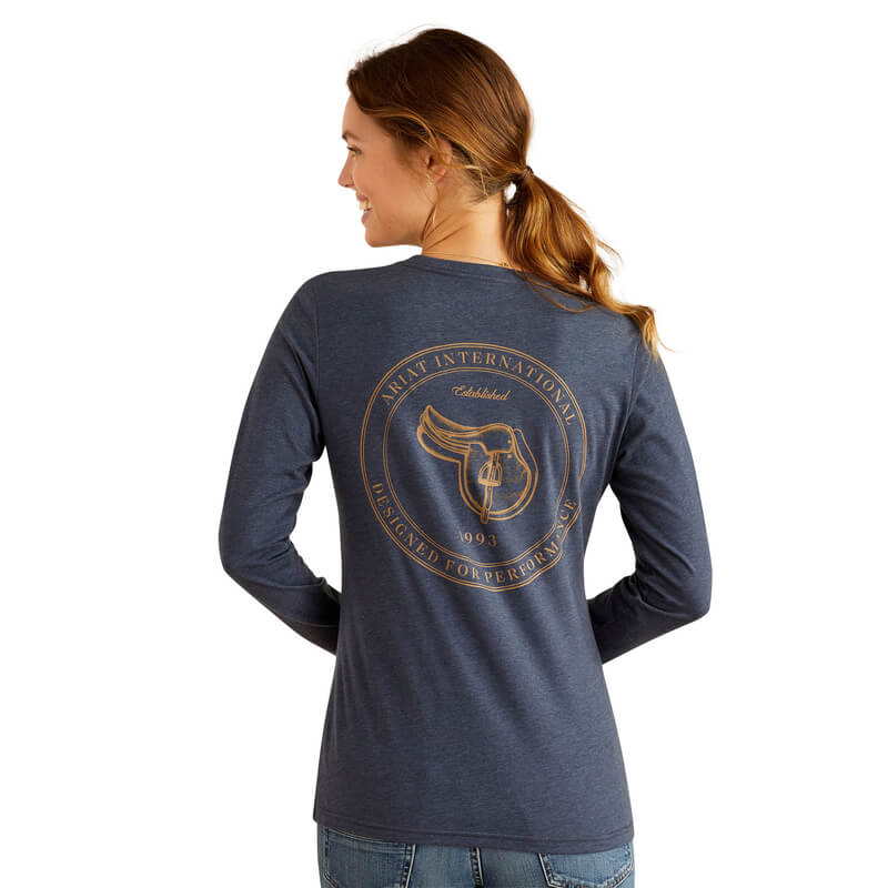 Ariat Womens Handcrafted Long Sleeve Top Navy Heather-Pet n Pony-Ariat