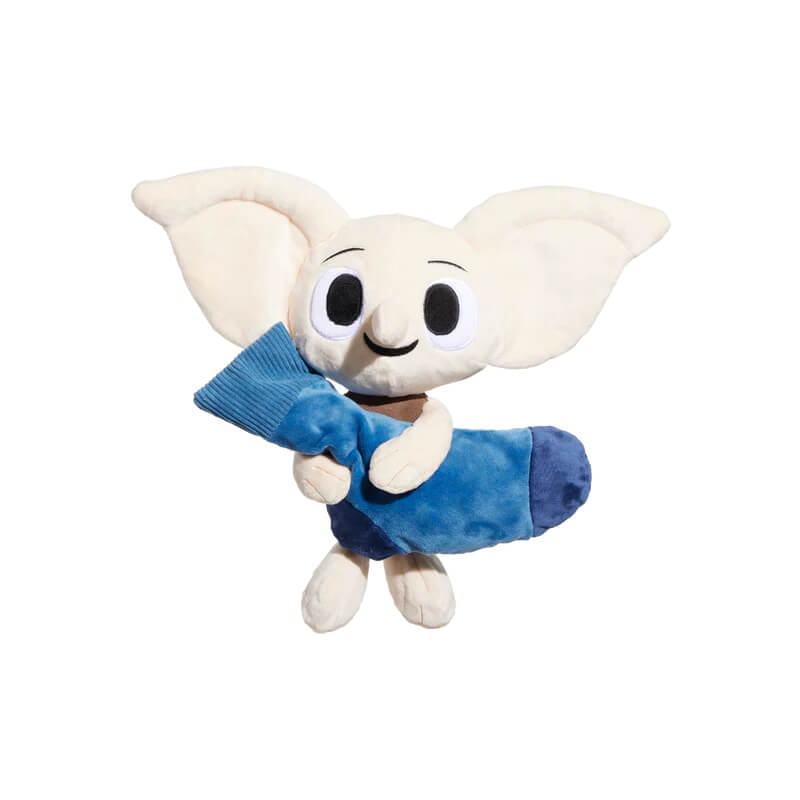 BARK Harry Potter Dobby Dog Toy: plush Dobby with big ears, blue sock, and wide smile.